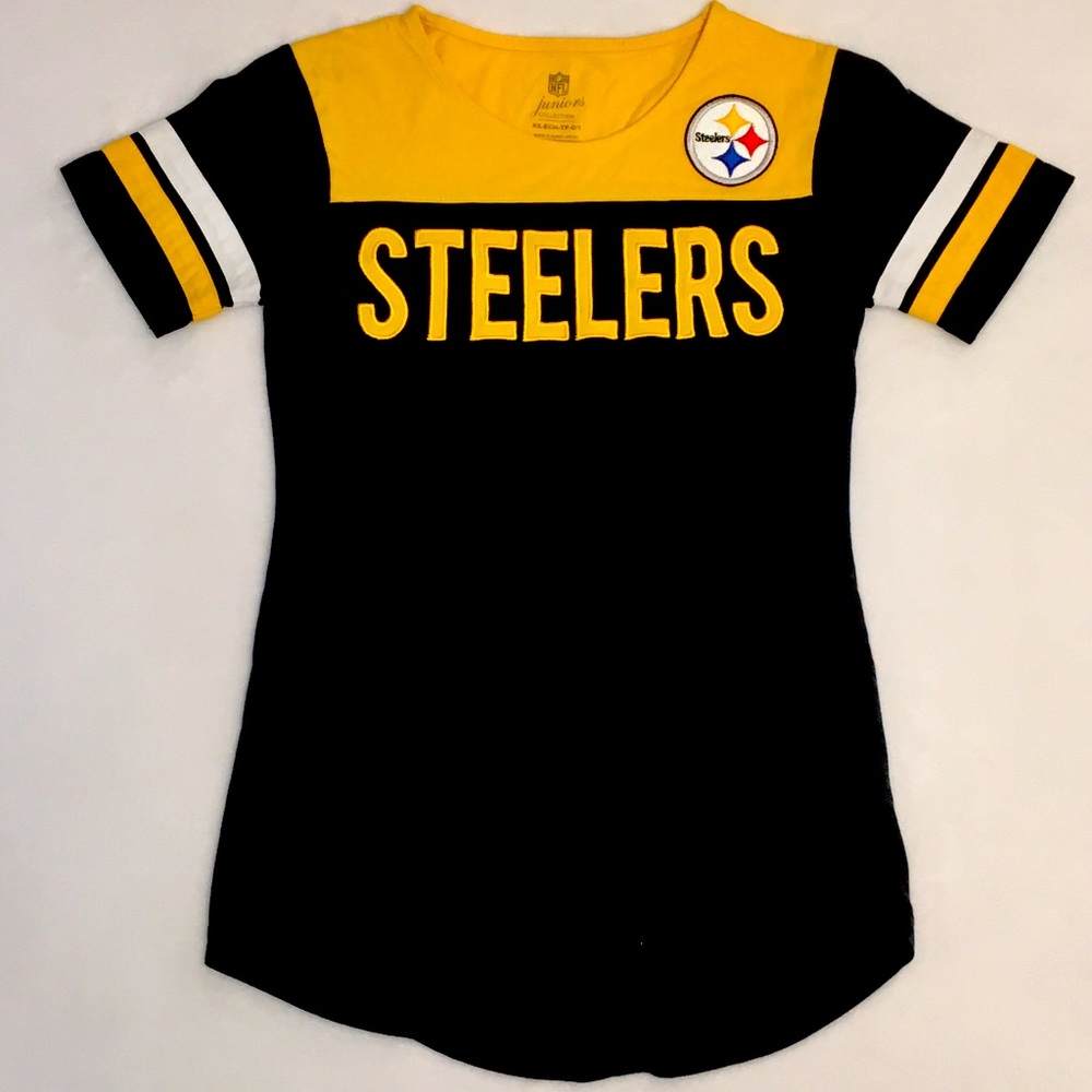 NFL  Juniors Collection Pittsburgh Steelers T-Shirt Heavy embroidered Size TP-01